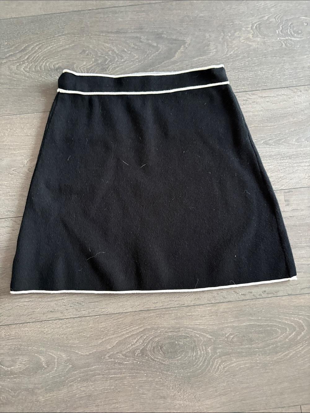 OAK + FORT Black A-Line Mini Skirt with White Trim - Picture 3 of 5